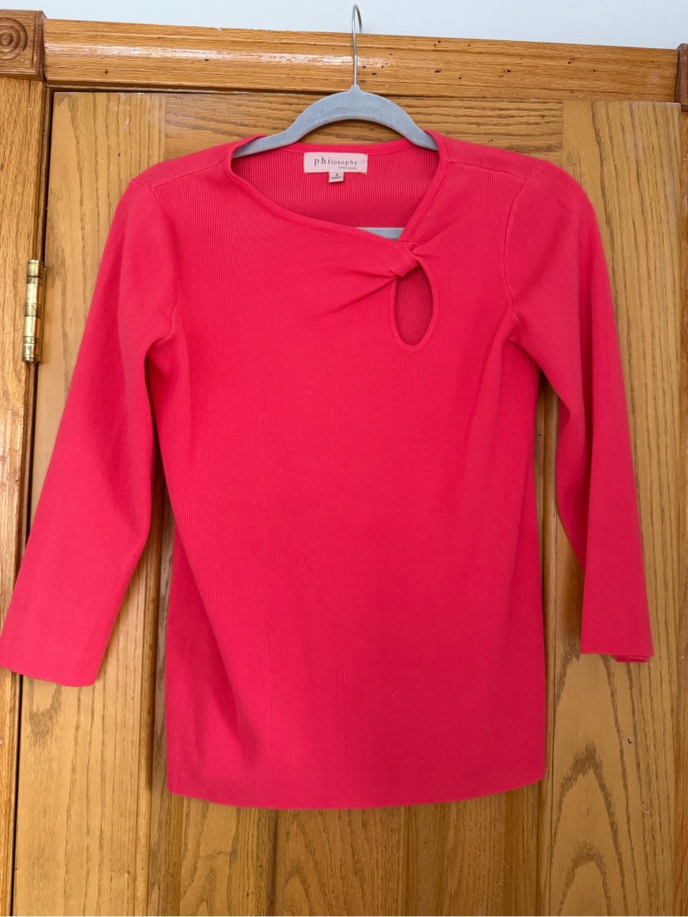 Philosophy Hot Pink Twist-Keyhole Long Sleeve Top